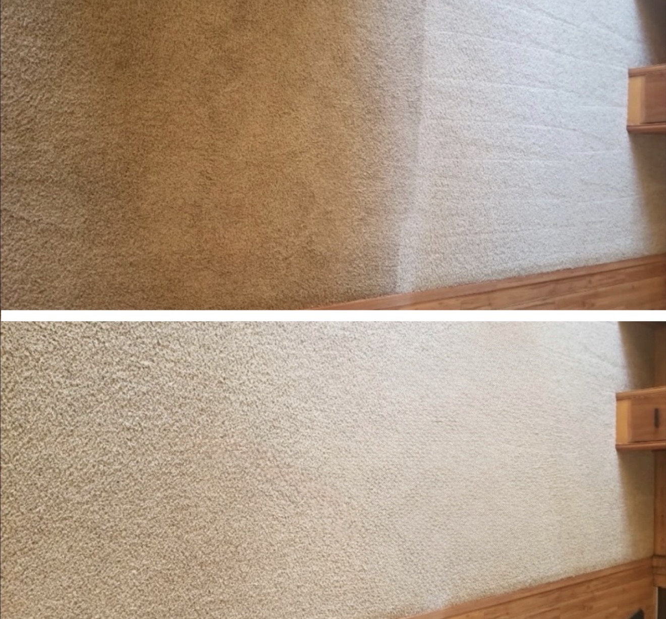 Before and after carpet cleaning result one