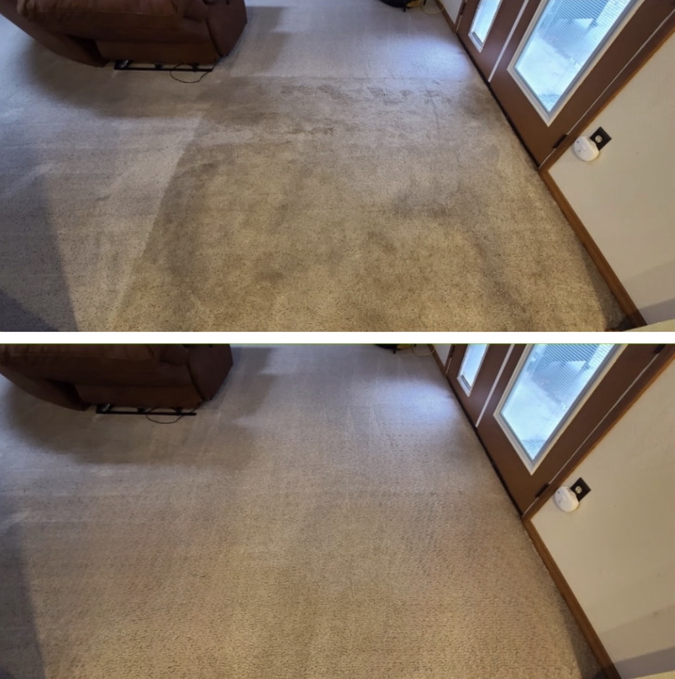 Before and after carpet cleaning result two